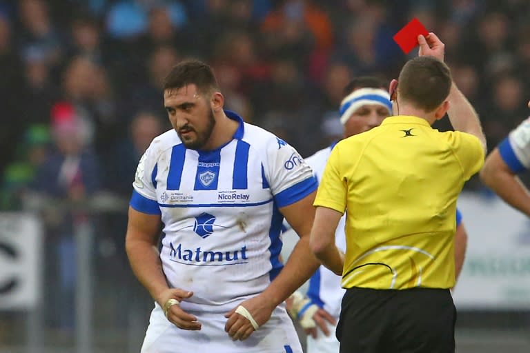 Castres replacement prop Tudor Stroe was sent off by referee George Clancy during a 34-12 defeat by Exeter in a European Champions Cup pool clash at Sandy Park on Sunday