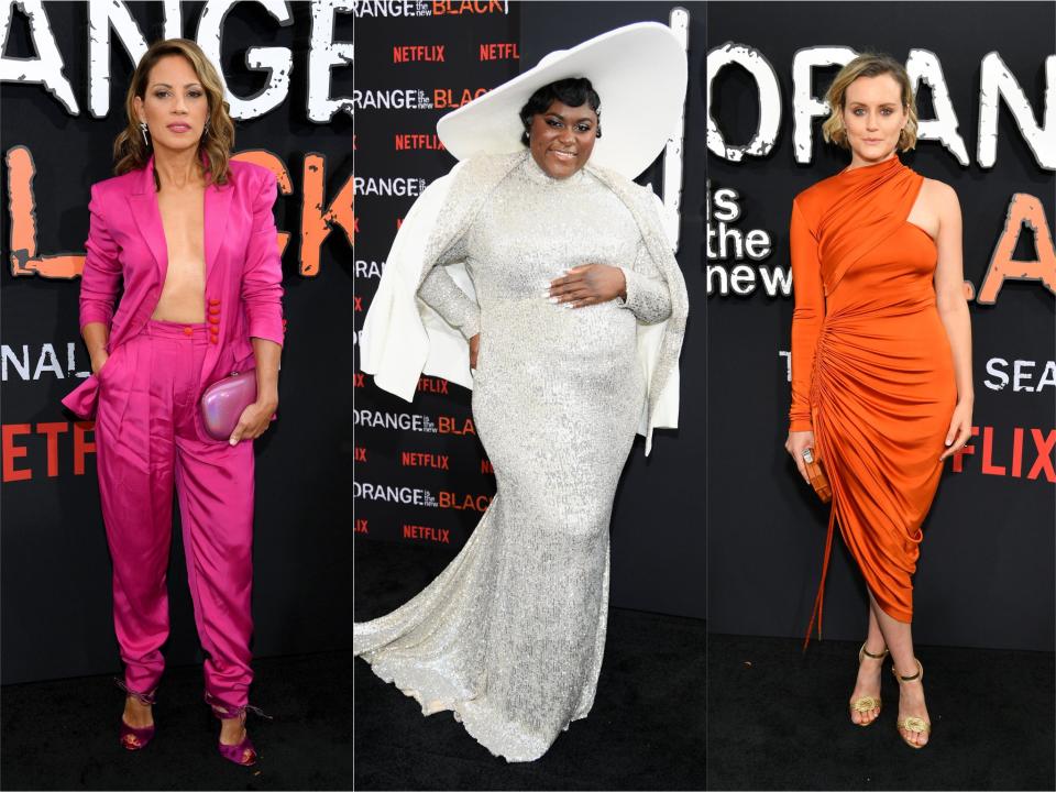 On Thursday 25 July, the actors of Netflix comedy-drama Orange Is The New Black served an array of glamorous looks on the black carpet for the premiere of the show's seventh and final season.The premiere saw stars including Laverne Cox, Danielle Brooks, Taylor Schilling and Selenis Leyva arrive in New York to bid farewell to the hit show.Several of the castmembers wore extravagant gowns by American fashion designer Christian Siriano, including Cox, who dressed in a show-stopping black and lilac ruffled Cinderella-esque gown.Meanwhile others, such Elizabeth Rodriguez and Laura Prepon, opted to wear bold power suits for the star-studded occasion.Click through the gallery above to see the best-dressed stars at the Orange Is The New Black premiere.While speaking with reporters on the black carpet, Cox explained the impact Orange Is The New Black has had on her life and those of viewers."Orange Is The New Black means the world to me," said Cox, who became the first openly transgender individual to be nominated for a Primetime Emmy Award in any acting category in 2014."It's a show that has changed my life That's changed the lives of people all over the world, particularly LGBTQ people, people of colour, this show is everything to me."Brooks, who revealed on Tuesday 2 July that she is pregnant, shared a photograph of herself on Instagram wearing a silver sequinned Christian Siriano gown, matching embellished blazer and a white, wide-rimmed hat by Sarah Sokol Millinery at the premiere."Pregnant and fabulous," the actor captioned her picture.For the latest updates on Orange Is The New Black, click here.For all the latest news on the goings-on of the fashion world, click here.