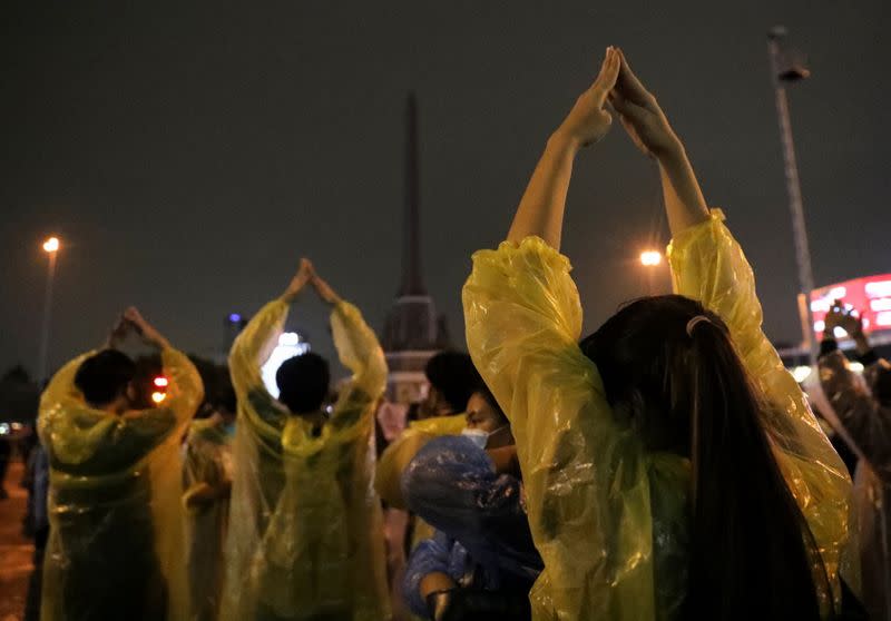 Pro-democracy protesters attend an anti-government demonstration, in Bangkok