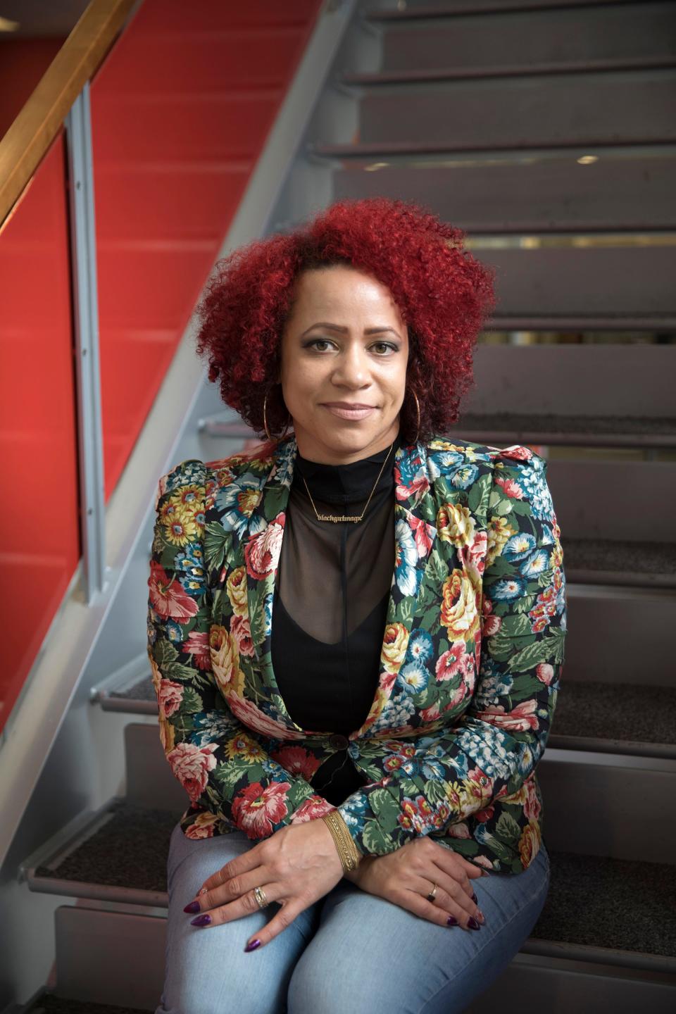 Nikole Hannah-Jones is shown in the newsroom of The New York Times in New York in 2017.