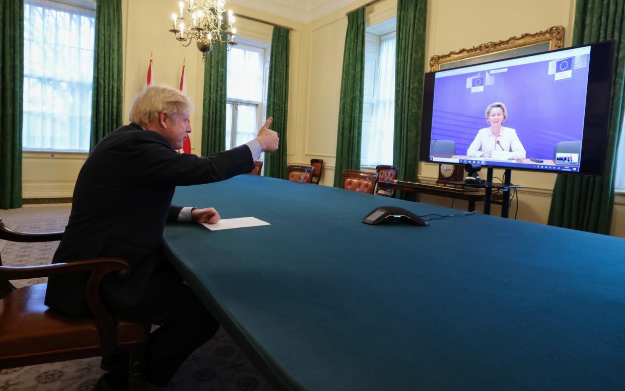 Boris Johnson speaks to President of the European Commission Ursula Von Der Leyen via videolink - Anadolu Agency /Anadolu