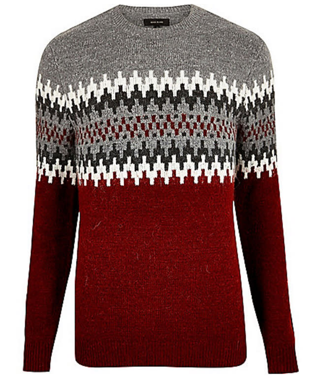 Men’s Red fairisle Knit Jumper