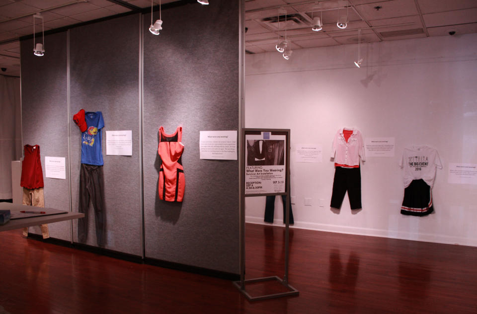 A photo of the "What Were You Wearing?" gallery at&nbsp;the University of Kansas. (Photo: Jennifer Sprague)
