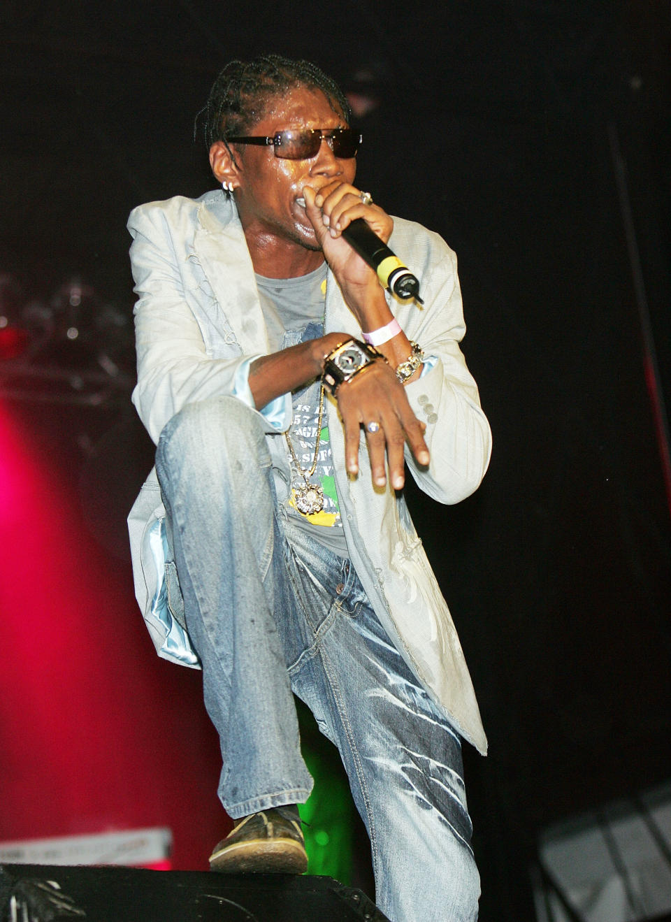 Vybz Kartel performs onstage during MTV’s Tempo network launch celebration October 16, 2005 in St. Mary, Jamaica.