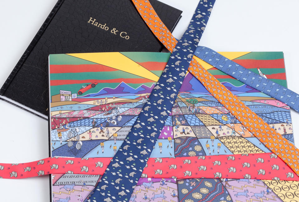 Hermes ties spread over Hardo pages celebrating bankers' love for the neckwear. Photo: Hardo