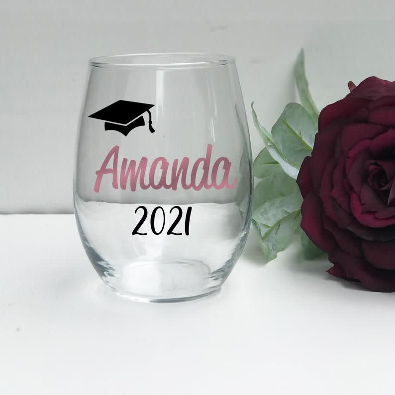 Graduation Wine Glass, Personalized Graduation Wine Glass, Class of 2021, Graduation Gift, College Grad Gift, Graduation Gift for Her