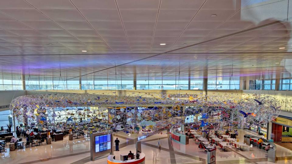 Dallas Love Field Airport center of food court from above