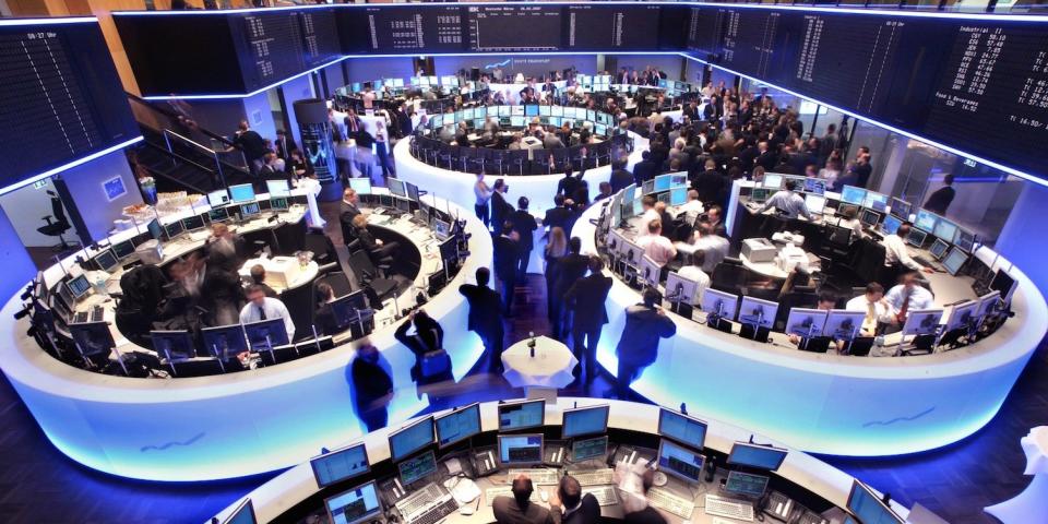 A Feb. 26, 2007 file picture shows the trading floor of the stock exchange in Frankfurt, central Germany.