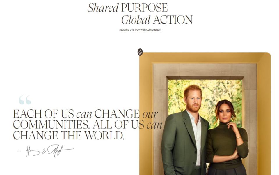 The Duke and Duchess of Sussex's Archewell website