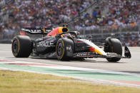 Red Bull driver Max Verstappen, of the Netherlands, competes during the Formula One U.S. Grand Prix auto race at Circuit of the Americas, Sunday, Oct. 23, 2022, in Austin, Texas. (AP Photo/Eric Gay)