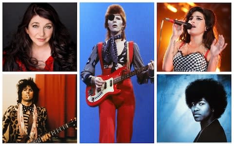 Clockwise from top left: Kate Bush, David Bowie, Amy Winehouse, Joan Armatrading, Keith Richards - Credit: Redferns/Getty/PA