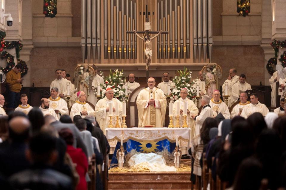 Christmas mass, in the Church of the Nativity in Bethlehem