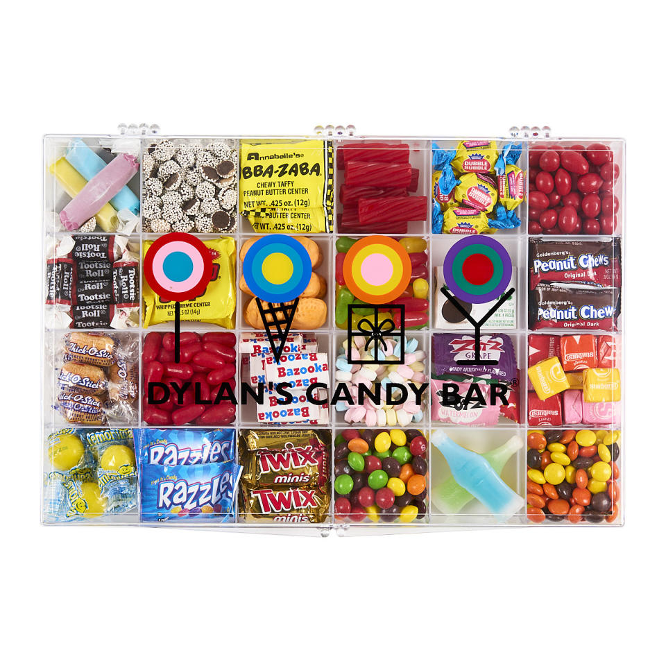 This photo shows the Nostalgia XL Tackle Box from Dylan’s Candy Bar. Nostalgic sweets make great holiday gifts for adults. (Dylan’s Candy Bar via AP)