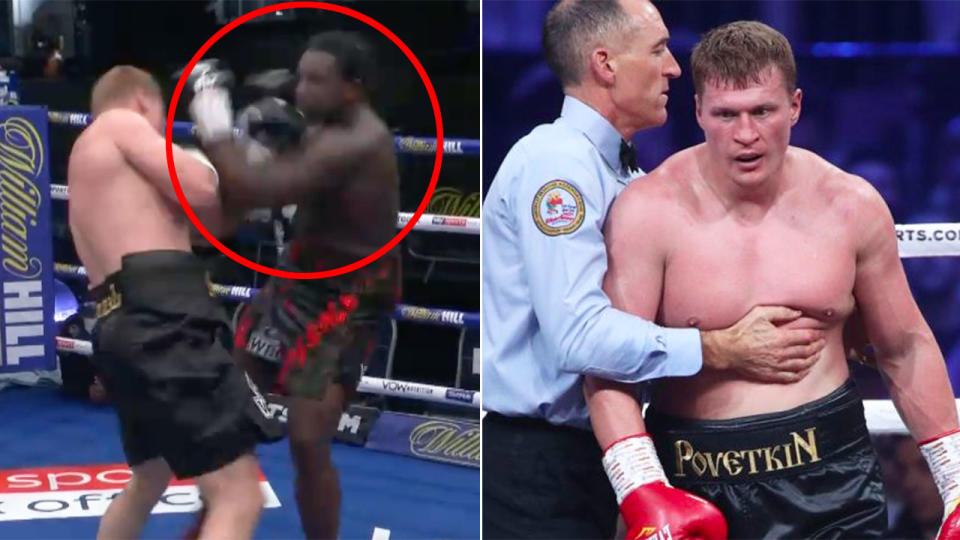 Pictured here, Alexander Povetkin sealed an incredible KO victory over Dillian Whyte.