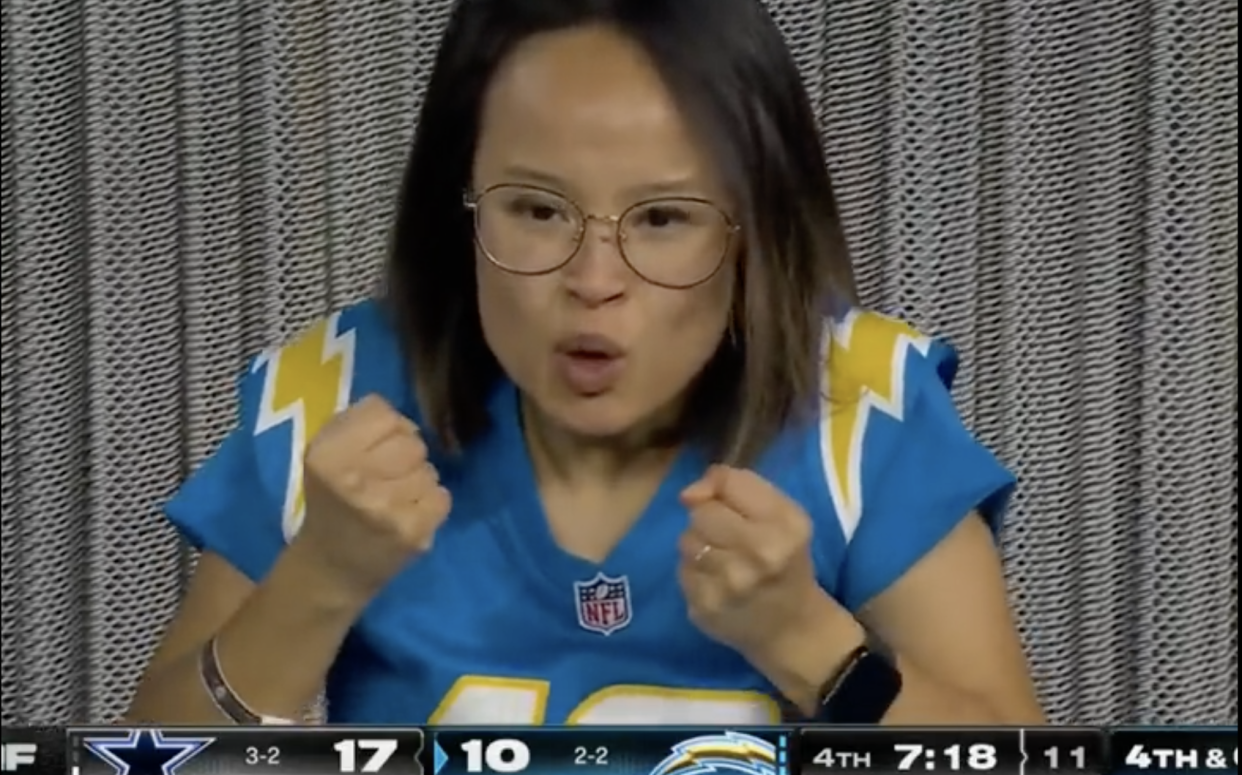 A Chargers fan captured the nation's attention during her team's 