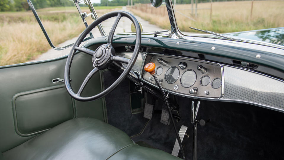 The interior of a 1930 Cadillac V16 Sport Phaeton.