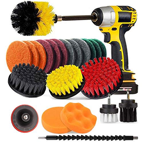 Kingrol 23 Pieces Drill Brush Attachment Set, Power Scrubber Drill Brush with Extend Long Attac…