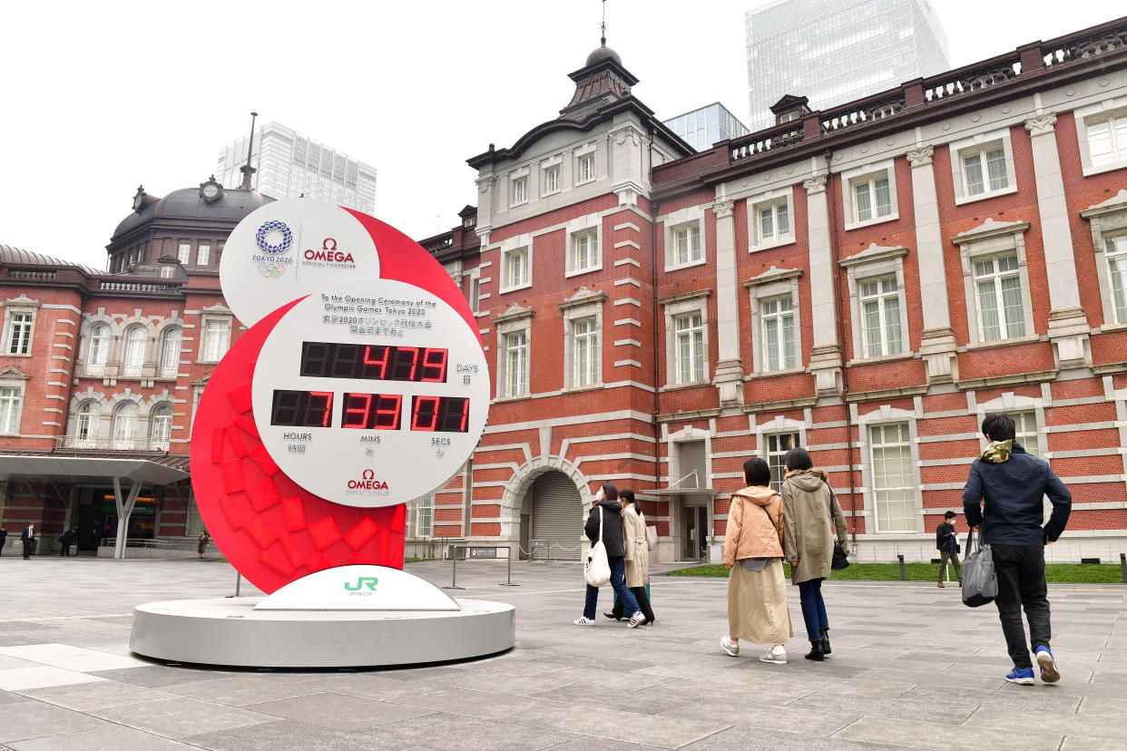 An Olympic countdown clock has been reset after the 2020 Games were rescheduled. (Photo by Atsushi Tomura/Getty Images)