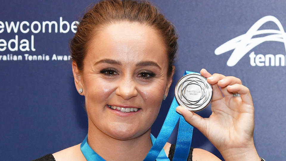 Ash Barty won a record fifth Newcombe Medal as Australia's best tennis player for 2022. Pic: AAP