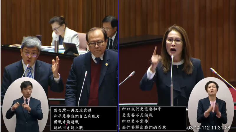 行政院長陳建仁14日在立法院備詢時罕見地與無黨籍立委高金素梅唇槍舌戰。（圖／翻攝國會頻道)