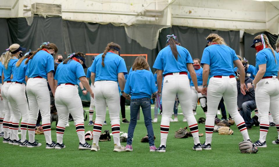 Lindsey Abbuhl at a softball fundraiser for her daughter in February.