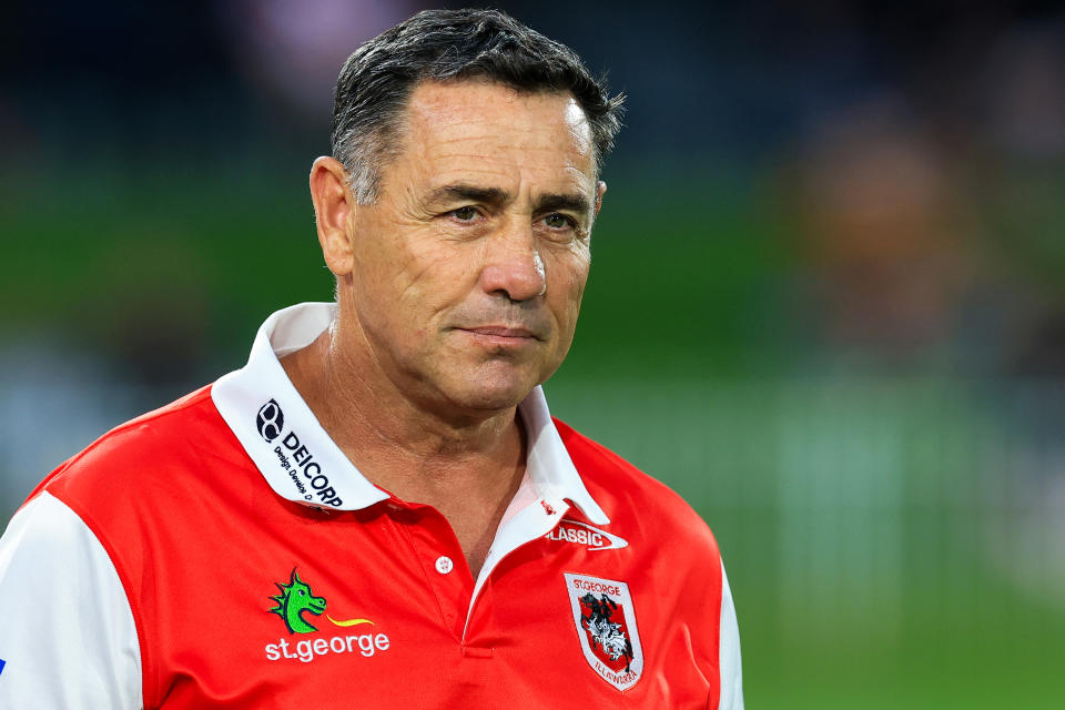 Dragons coach Shane Flanagan reacts.