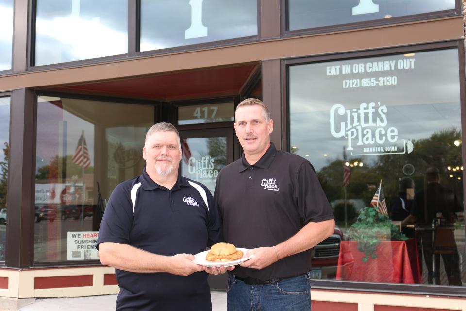Brothers Jim, left, and Jon Waterbury run the 50-year-old Cliff's Place in Manning. The restaurant serves the best breaded pork tenderloin in Iowa, according to the Iowa Pork Producers Association.