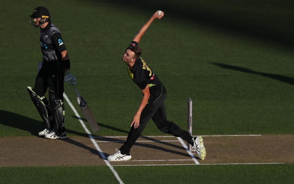 Australia's Billy Stanlake  bowls during the Twenty20 Tri Series international cricket match between New Zealand and Australia at Eden Park — County Championship 2021 predictions and your club-by-club guide - Michael Bradley/GETTY IMAGES