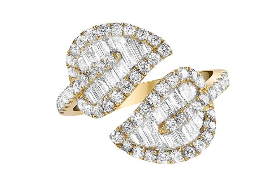 Anita Ko Leaf ring in 18-k yellow gold with diamonds, $6,975