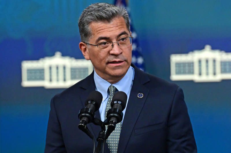 U.S. Secretary of Health and Human Services Xavier Becerra (pictured 2022) praised the latest investment in vaccines, saying HHS is "combining research and development expertise at HHS with the lessons learned throughout the pandemic to protect our nation from COVID-19." File Photo by Ron Sachs/UPI