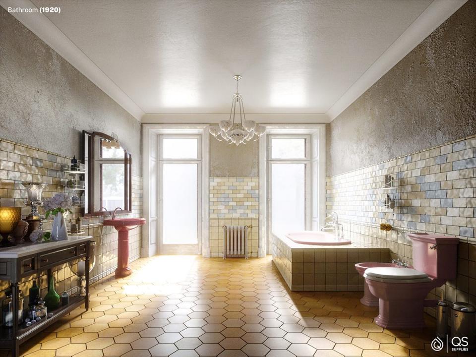 QS Supplies' digital recreation of a typical Western bathroom in 1920. 