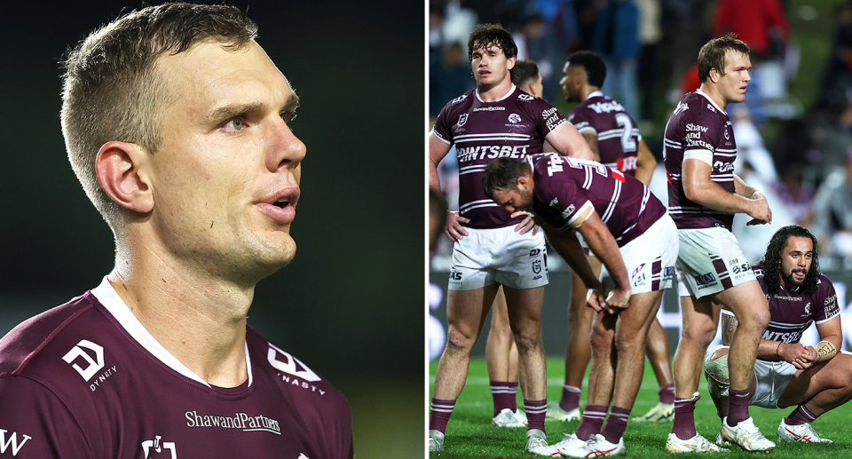 Tom Trbojevic pictured left and Manly's loss right