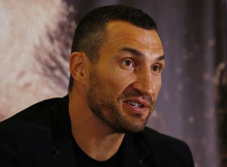 Wladimir Klitschko during the press conference. Tyson Fury & Wladimir Klitschko Head-to-Head Press Conference - Landmark London Hotel - 12/9/16. Action Images via Reuters / Peter Cziborra Livepic