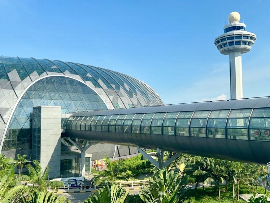 The bridge to the Jewel at Changi International Airport.