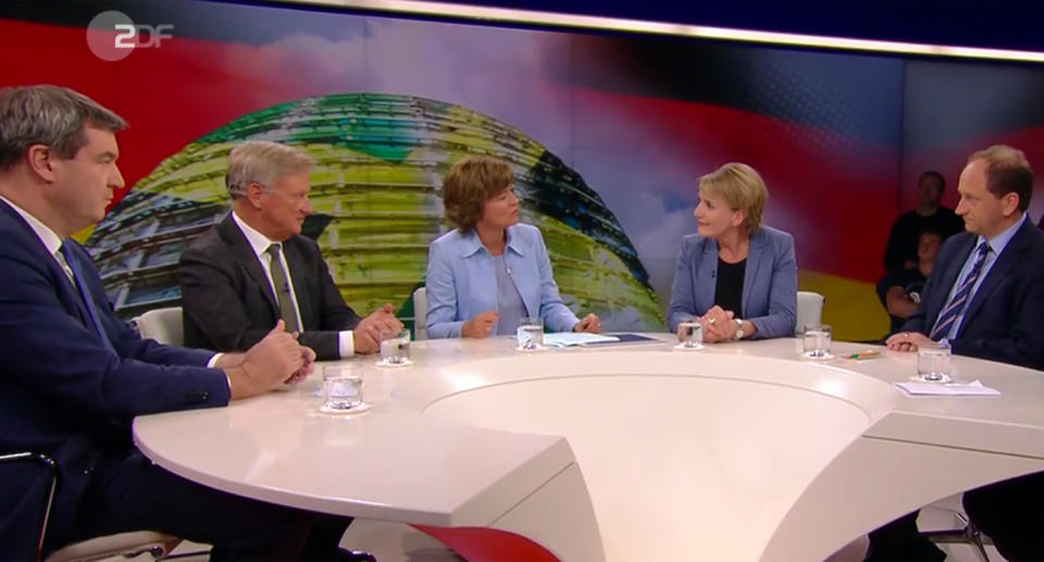 Die möglichen Koalitionäre fremdeln noch. (Bild: Screenshot/ZDF)