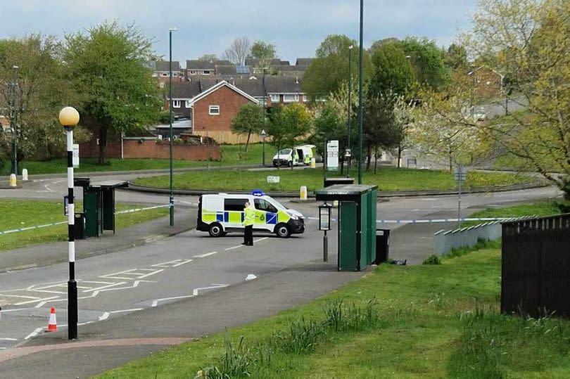 A police cordon, two police vans, and a police officer spotted at the roundabout at around 10am