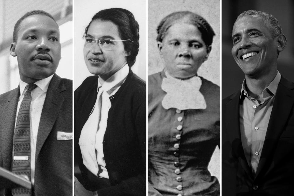 Martin Luther King Jr.; Rosa Parks; Harriet Tubman; President Barack Obama | Getty Images (4)
