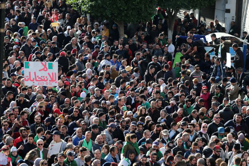 Demonstrators attend a protest to reject the presidential election in Algiers,