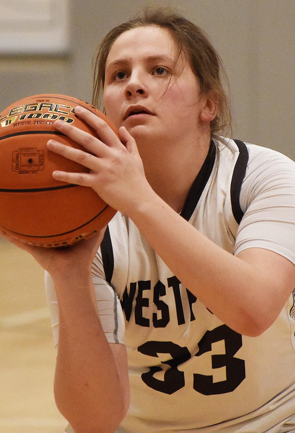 Westport's Sarah Perry attempts a free throw.
