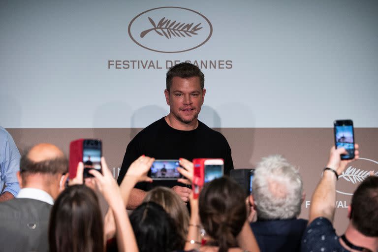 El actor Matt Damon llega a una conferencia de prensa en Cannes (JOHN MACDOUGALL/)