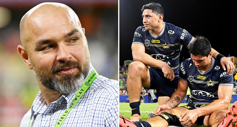 Todd Payten announced 33-year-old halfback Chad Townsend and 30-year-old club legend Jason Taumalolo have been replaced by 25-year-old Reuben Cotter and 22-year-old Tom Dearden as co-captains for the upcoming season. Image: Getty