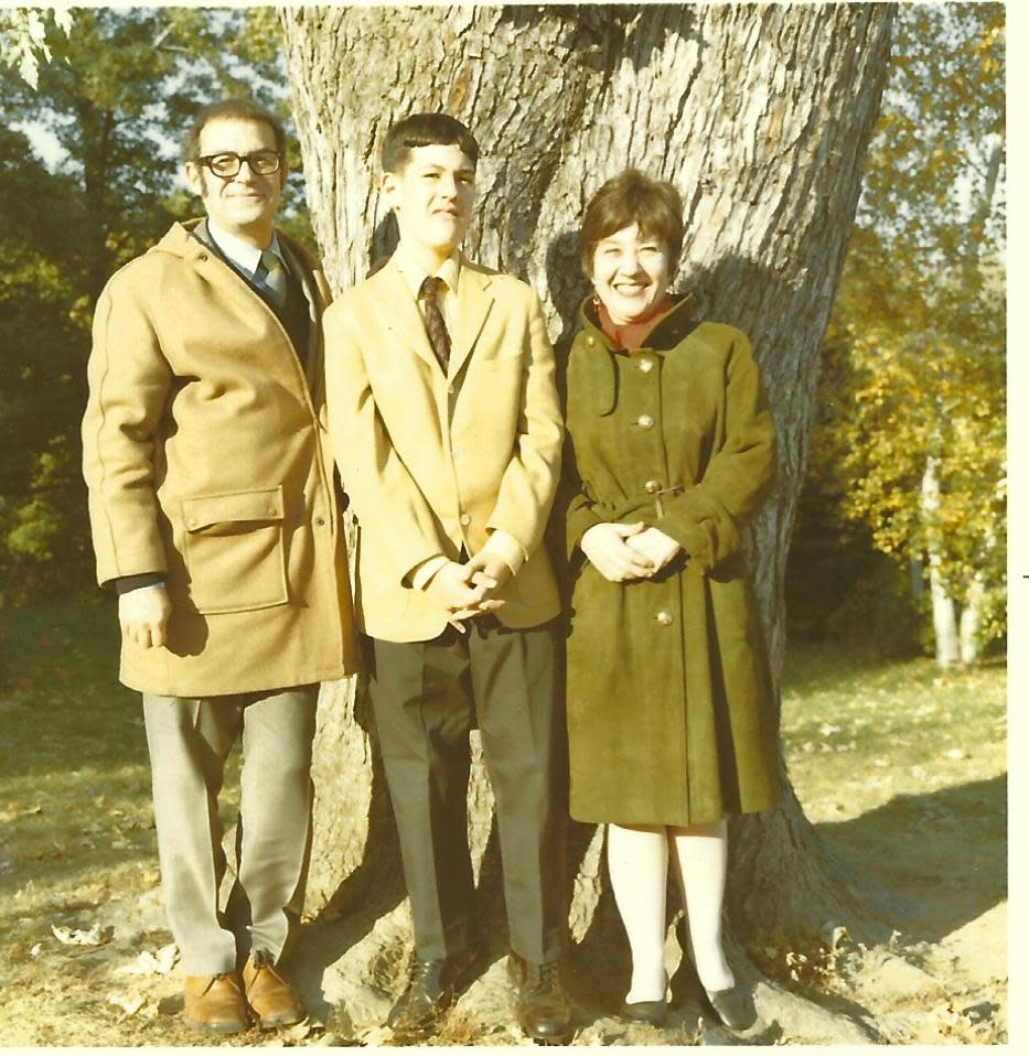 John Strauss, Andy Strauss and Charlotte Rae in Camphill, Pennsylvania, in 1969.