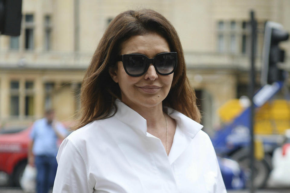 Zamira Hajiyeva arrives at Westminster Magistrates' Court for an extradition hearing, Monday June 24, 2019.  Zamira Hajiyeva is wanted on two charges of alleged embezzlement in Azerbaijan. (Kirsty O'Connor/PA via AP)