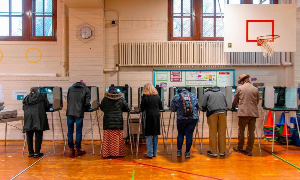 Voters cast ballots at a polling station in Minneapolis, Minnesota.