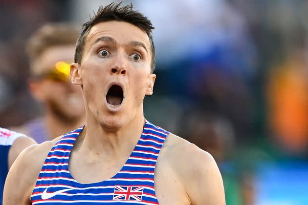 Britain's Jake Wightman reacts after winning the men's 1500m final during the World Athletics Championships at Hayward Field in Eugene, Oregon. (Photo: JEWEL SAMAD via Getty Images)