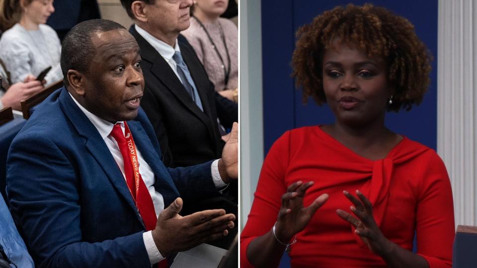 WATCH: Karine Jean-Pierre storms out of White House press briefing when pressed by African reporter