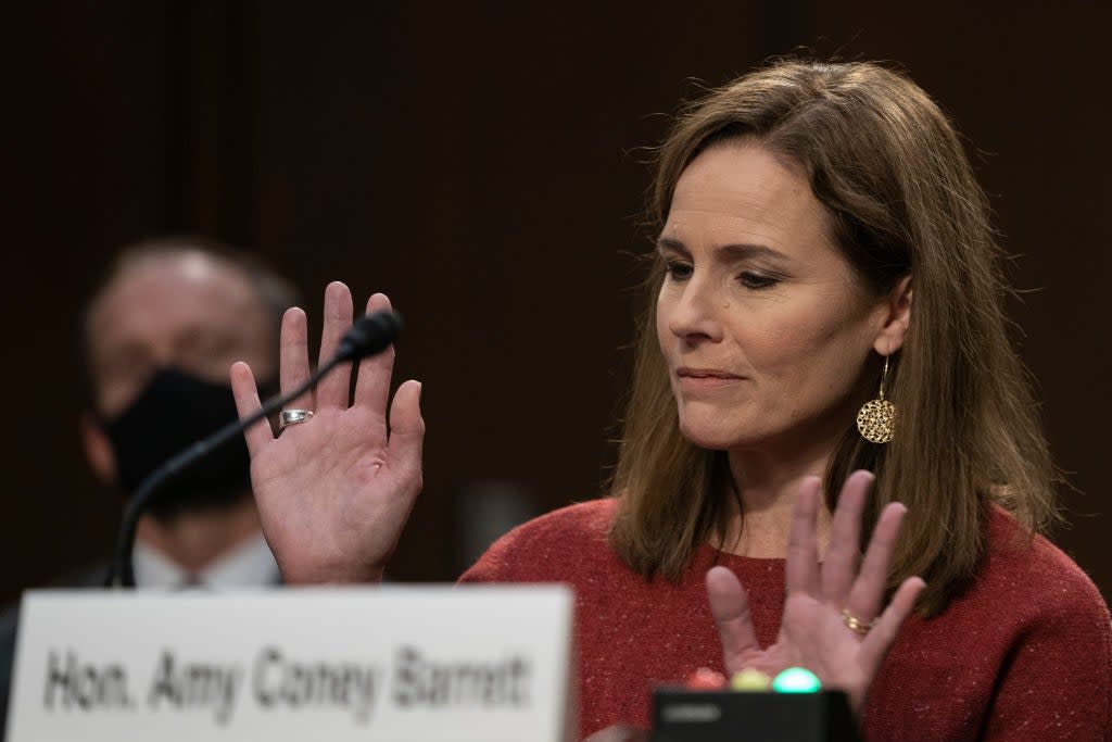 Supreme Court nominee Amy Coney Barrett sparred on Tuesday with Democrats who sought to reveal how she’d rule on future Supreme Court decisions. (Getty Images)