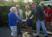 <p>The Queen meets Mary Berry and BBC Radio 2 presenter Chris Evans as she visits the BBC Radio 2 Feel Good Gardens in 2017.</p>
