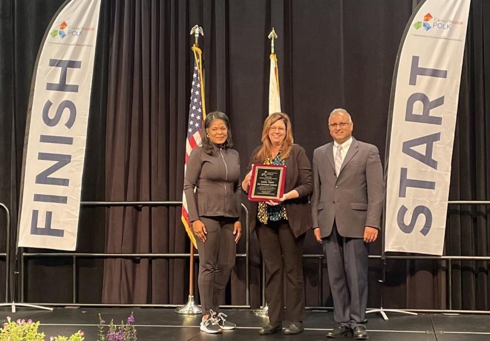 Stacy Campbell-Domineck, president and chief executive officer, CareerSource Polk; Leslee Pippin, assistant warden of programs, Florida Department of Corrections; David McCraw, board chair, CareerSource Polk, pictured left to right.