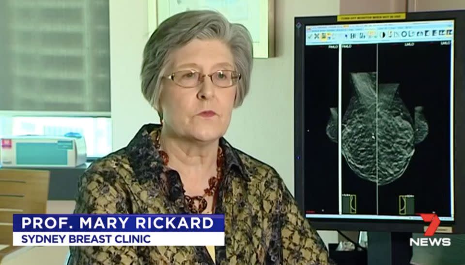 Professor Rickard said breast density increased the risk of getting breast cancer. Source: 7 News